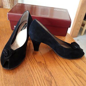 Beautifeel Black Suede Peep-toe Pump Heels